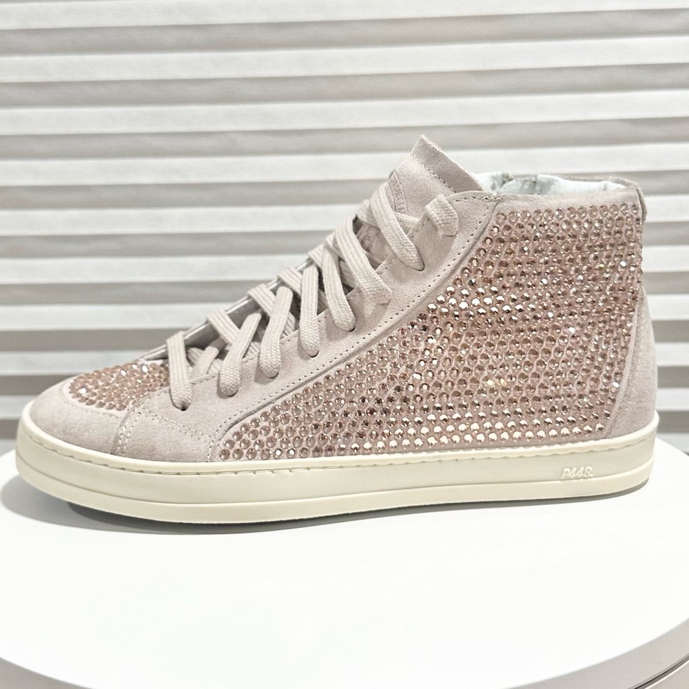 🌹P448🌹 Skate Lace Up Embellished Zip High Top Sneakers Size: 36